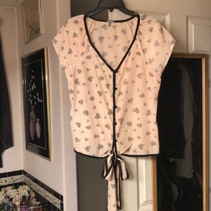 Charlotte Russe cap sleeve tie top sz L